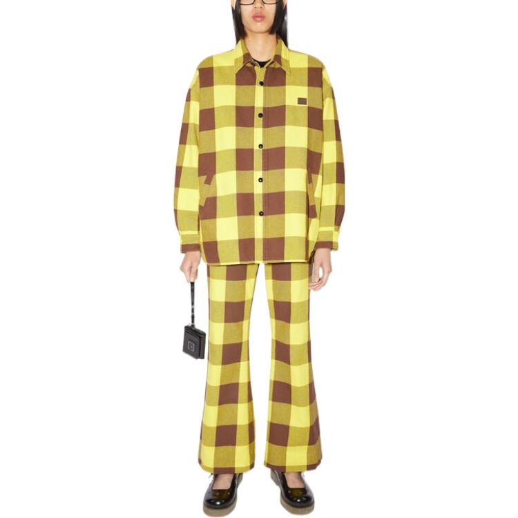 Lookbook Kemeja Lengan Panjang Kotak-Kotak Kuning Acne Studios FW22 Unisex. C90117-CL2