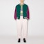 Lookbook Acne Studios FW23 Face Patch Colorblock Varsity Jacket Purple Green. C90162-DJJ