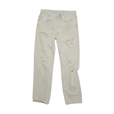 Acne Studios FW23 Grey Distressed Low-Rise Loose Fit Denim Jeans. B00326-ALS