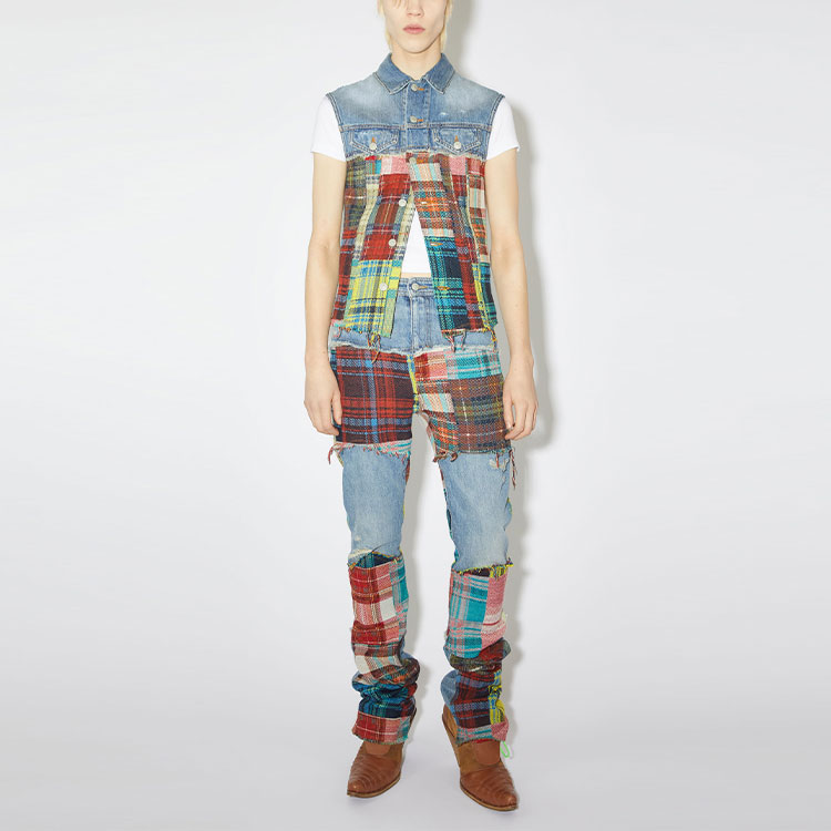 Acne Studios FW23  Slim Fit Check Frayed Denim Vest Mid Blue B90705-863 圖 3