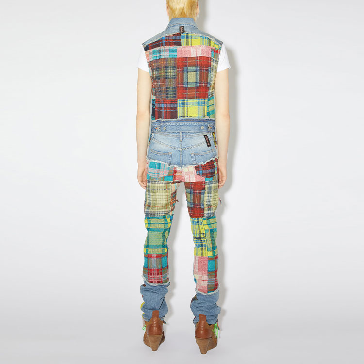 Acne Studios FW23  Slim Fit Check Frayed Denim Vest Mid Blue B90705-863 圖 4