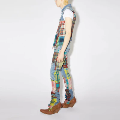 Acne Studios FW23 Slim Fit Check Frayed Denim Vest Biru Tengah B90705-863 Purchase Acne Studios FW23 Slim Fit Check Frayed Denim Vest Biru Tengah B90705-863