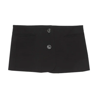 Acne Studios FW23 Black Minimalist Flap Pocket Button Casual Skirt AF0400-900