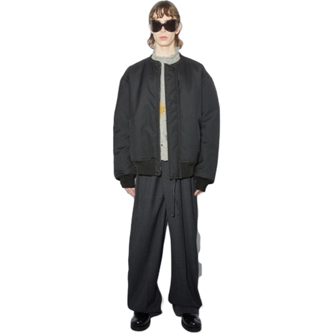 Lookbook Acne Studios FW23 Black Wool-Collar Zip-Up Loose Fit Bomber Jacket B90710-900