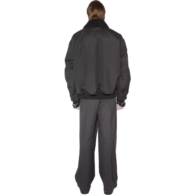 Purchase Acne Studios FW23 Black Wool-Collar Zip-Up Loose Fit Bomber Jacket B90710-900