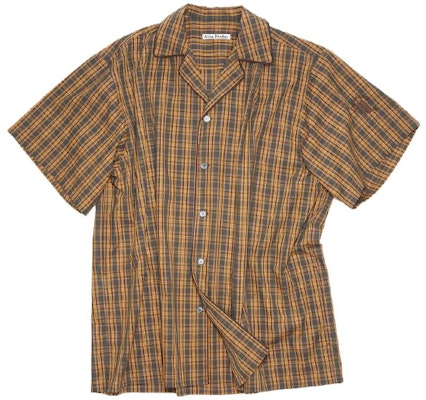 Acne Studios FW23 Checked Pattern Cuban Collar Unisex Short Sleeve Shirt Brown Green BB0537-AL9 Buy Acne Studios FW23 Checked Pattern Cuban Collar Unisex Short Sleeve Shirt Brown Green BB0537-AL9