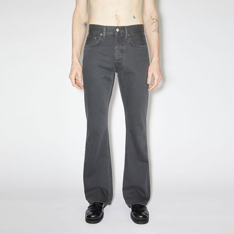 Acne Studios FW23 Cleanfit Vintage Washed Mid-Rise Flared Jeans 1992M Men Dark Grey B00306-AA3 圖 3