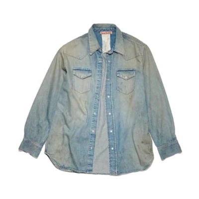 Acne Studios FW23 Denim Vintage Button-Up Shirt Unisex - Blue. BB0526-AUZ050