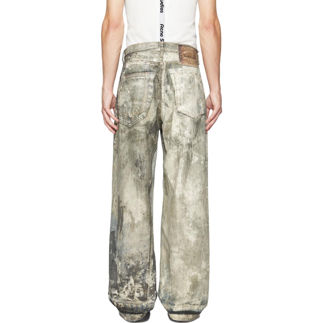 Purchase Acne Studios FW23 Jeans de Tiro Bajo Pierna Ancha Lavado Sucio Gris Frío Hombre. A00410-AAA