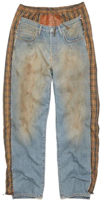 Acne Studios FW23 Distressed Plaid Mid-Rise Long Denim Jeans Men’s Blue. BK0548-863 Order Acne Studios FW23 Distressed Plaid Mid-Rise Long Denim Jeans Men’s Blue. BK0548-863