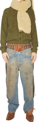 Acne Studios FW23 Distressed Plaid Mid-Rise Long Denim Jeans Men’s Blue. BK0548-863 Lookbook Acne Studios FW23 Distressed Plaid Mid-Rise Long Denim Jeans Men’s Blue. BK0548-863