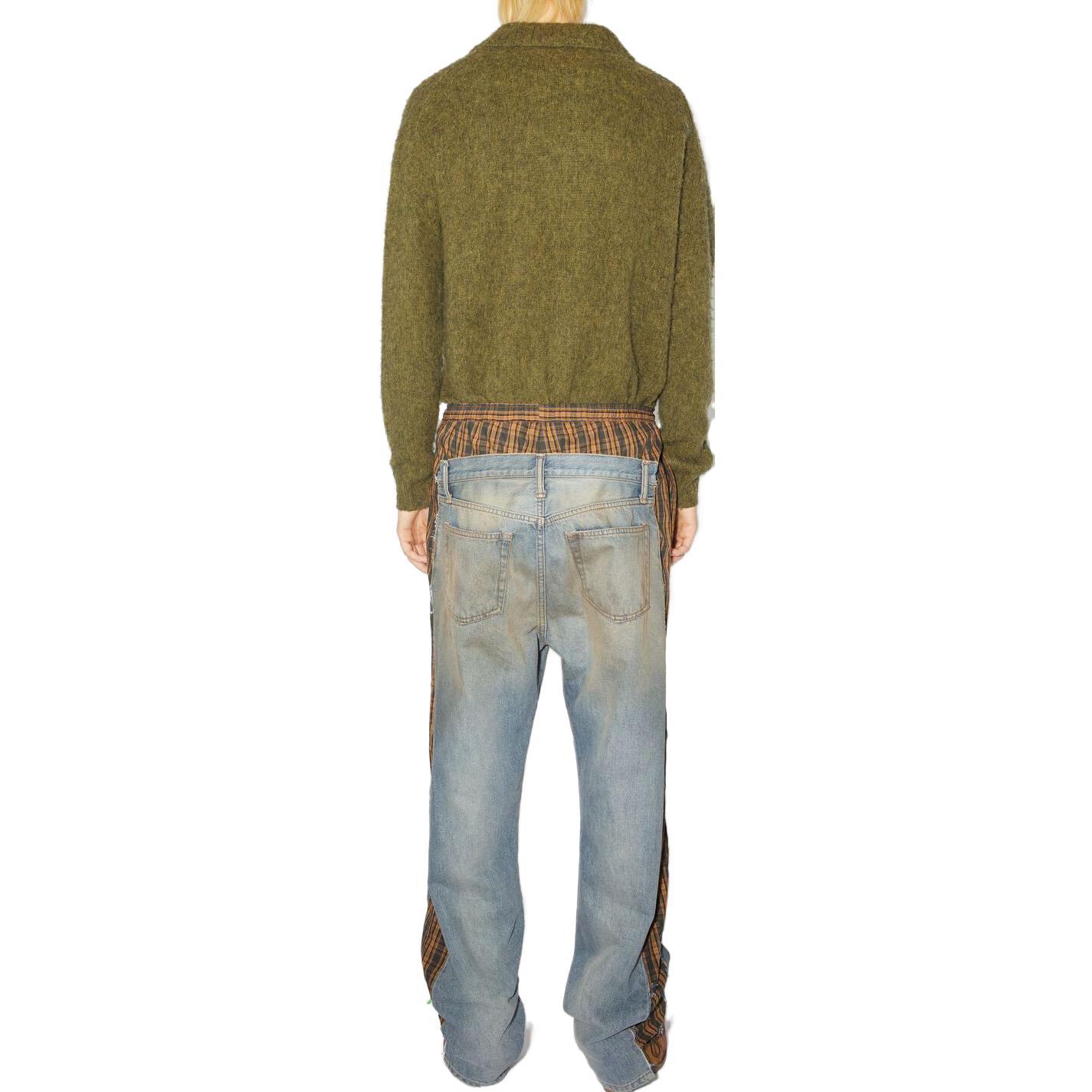 Shop Acne Studios FW23 Distressed Plaid Mid-Rise Long Denim Jeans Men’s Blue. BK0548-863