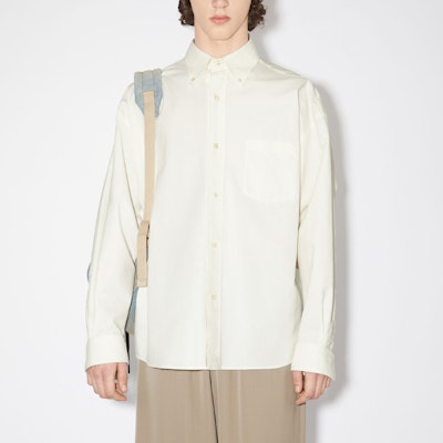 Acne Studios FW23 Embroidered Logo Long Sleeve Shirt Gray White BB0535-AEG Lookbook Acne Studios FW23 Embroidered Logo Long Sleeve Shirt Gray White BB0535-AEG