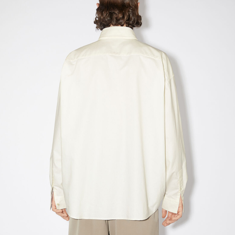 Shop Acne Studios FW23 Embroidered Logo Long Sleeve Shirt Gray White BB0535-AEG