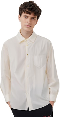 Acne Studios FW23 Embroidered Logo Long Sleeve Shirt Gray White BB0535-AEG Details for Acne Studios FW23 Embroidered Logo Long Sleeve Shirt Gray White BB0535-AEG