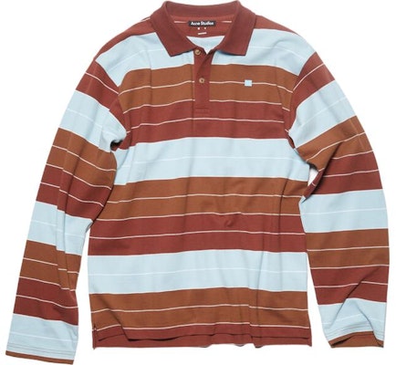 Acne Studios FW23 脸标拼色条纹宽松长袖POLO衫-中性红色 CL0256-DKF Buy Acne Studios FW23 脸标拼色条纹宽松长袖POLO衫-中性红色 CL0256-DKF