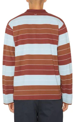 아크네 스튜디오 FW23 페이스 컬러블록 스트라이프 오버핏 롱슬리브 폴로 - 유니섹스 레드 CL0256-DKF Shop 아크네 스튜디오 FW23 페이스 컬러블록 스트라이프 오버핏 롱슬리브 폴로 - 유니섹스 레드 CL0256-DKF