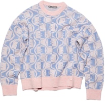 Acne Studios FW23 Face Crewneck Wool-Blend Pullover Sweater Unisex Light Pink C60081-DLG Acne Studios FW23 Face Crewneck Wool-Blend Pullover Sweater Unisex Light Pink C60081-DLG