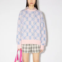 Lookbook アクネ ストゥディオズ FW23 フェイス クルーネック ウール混セーター ユニセックス ライトピンク C60081-DLG