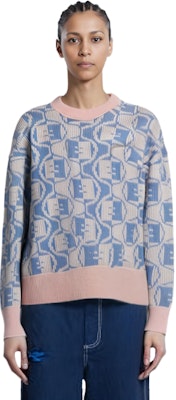 アクネ ストゥディオズ FW23 フェイス クルーネック ウール混セーター ユニセックス ライトピンク C60081-DLG Purchase アクネ ストゥディオズ FW23 フェイス クルーネック ウール混セーター ユニセックス ライトピンク C60081-DLG