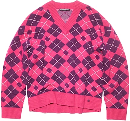 Acne Studios FW23 脸钻装饰V领羊毛毛衣 男女同款 - 明亮粉色 C60086-DKC Order Acne Studios FW23 脸钻装饰V领羊毛毛衣 男女同款 - 明亮粉色 C60086-DKC