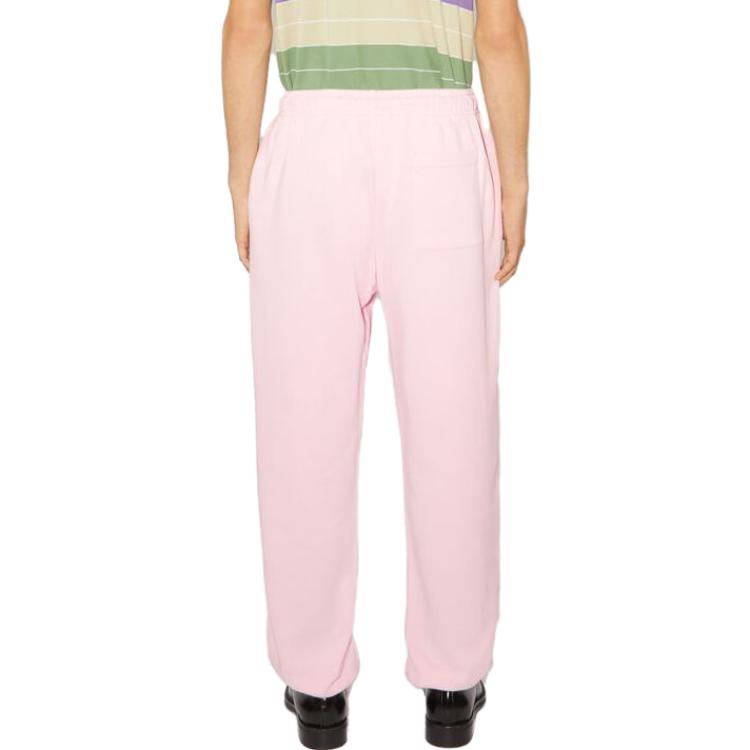 Shop Acne Studios FW23 Celana Knit Wide-Leg Patch Logo Wajah Unisex Pink Muda. CK0078-AD4