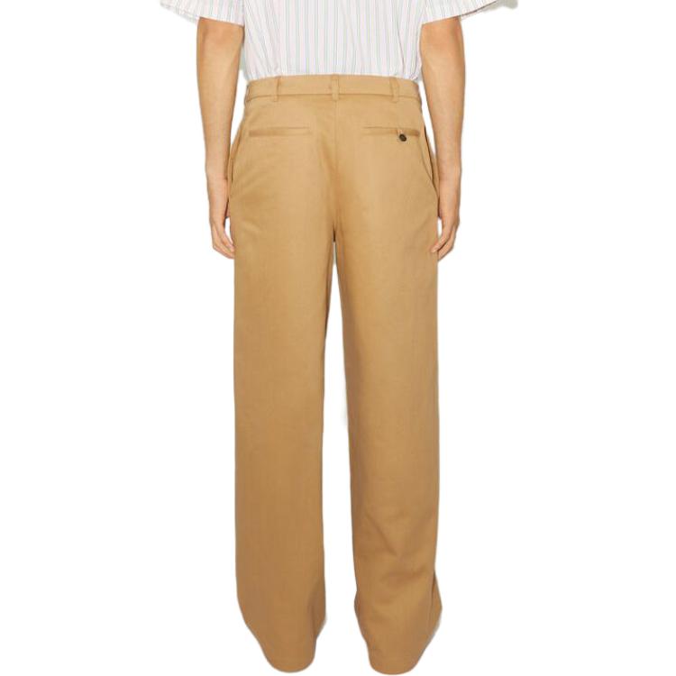 Shop Acne Studios FW23 笑臉補丁寬鬆拉鍊長褲 男女款駝色棕色褲子。 CK0099-640