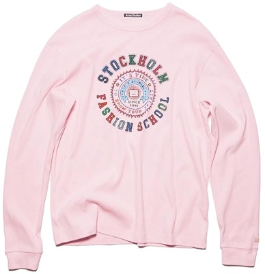 Acne Studios FW23 Face Logo Print Unisex Long Sleeve Crewneck T-Shirt Pink CL0260-AD4 Order Acne Studios FW23 Face Logo Print Unisex Long Sleeve Crewneck T-Shirt Pink CL0260-AD4