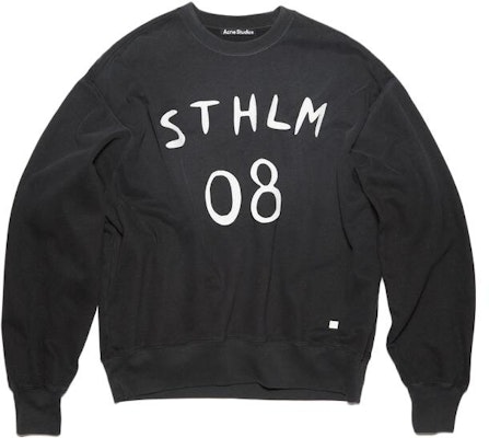 Acne Studios FW23 Face Logo Unisex Oversized Black Cotton Crewneck Sweatshirt. CI0157-AFH Buy Acne Studios FW23 Face Logo Unisex Oversized Black Cotton Crewneck Sweatshirt. CI0157-AFH