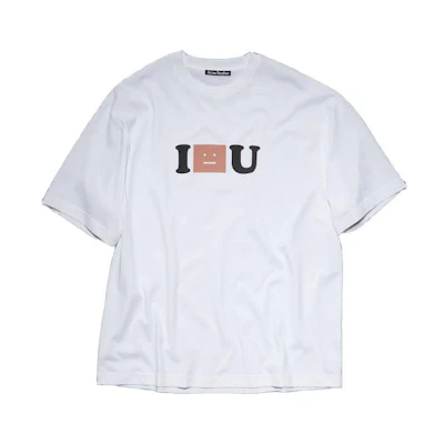 Acne Studios FW23 Face Logo Unisex Oversized Crew Neck T-Shirt Optical White. CL0257-183