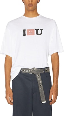 Acne Studios FW23 Face Logo Unisex Oversized Crew Neck T-Shirt Optical White. CL0257-183 Lookbook Acne Studios FW23 Face Logo Unisex Oversized Crew Neck T-Shirt Optical White. CL0257-183