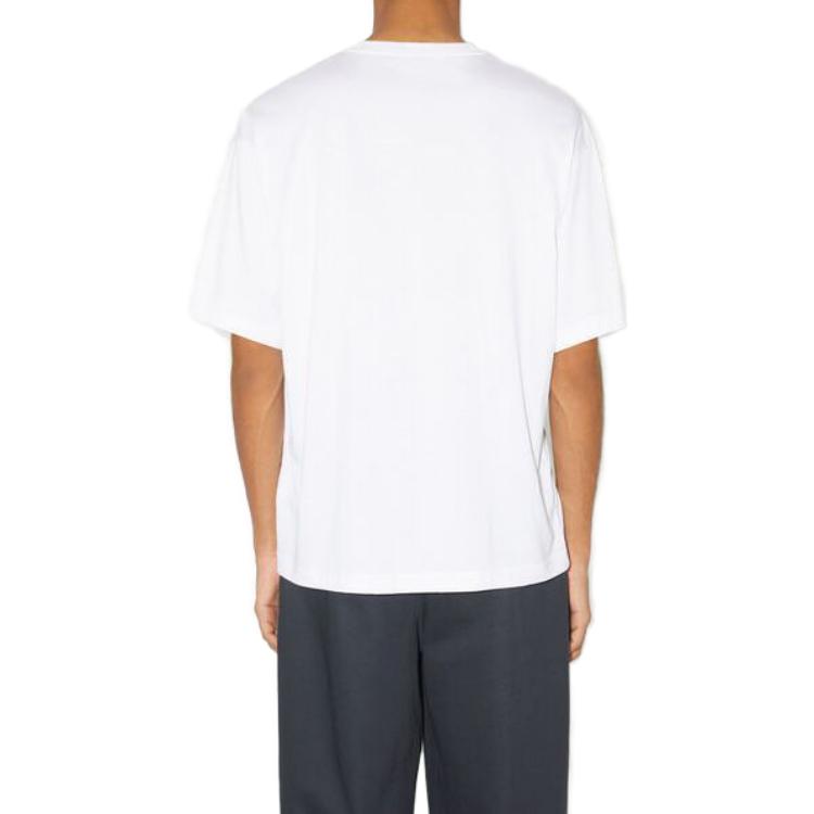 Shop Acne Studios 2023秋冬款男女同款宽松脸标圆领T恤光学白色 CL0257-183
