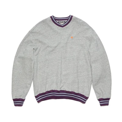 Acne Studios FW23 Face Marble Multicolor V-Neck Pullover Sweatshirt Unisex. CI0158-CC3