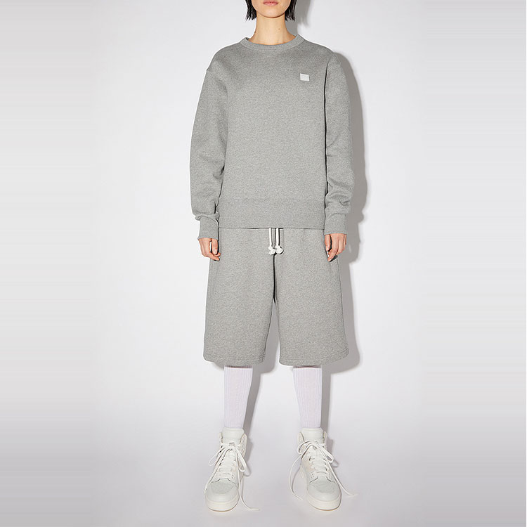 Shop Acne Studios FW23 Sweatshirt Unisex Minimalist Senyum Kelabu Muda. CI0076-X92