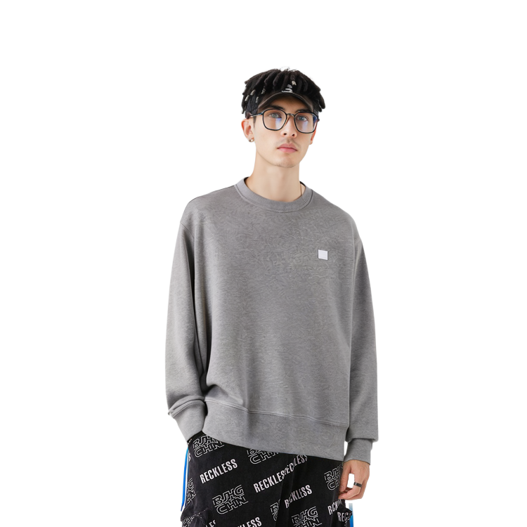 Details for Acne Studios FW23 Sweatshirt Unisex Minimalist Senyum Kelabu Muda. CI0076-X92