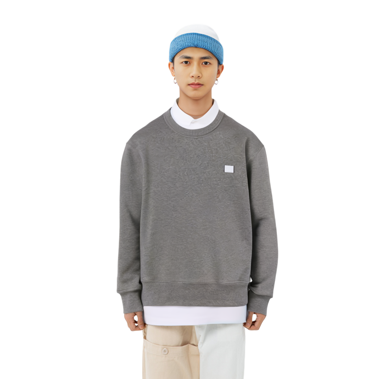 Sizing Acne Studios FW23 Sweatshirt Unisex Minimalist Senyum Kelabu Muda. CI0076-X92