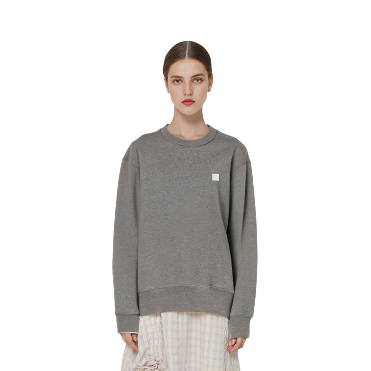 Cheap Acne Studios FW23 Sweatshirt Unisex Minimalist Senyum Kelabu Muda. CI0076-X92