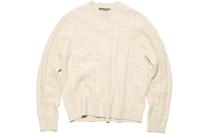 Acne Studios FW23 Face Oatmeal Cable Knit Pullover Sweater Unisex. C60083-633