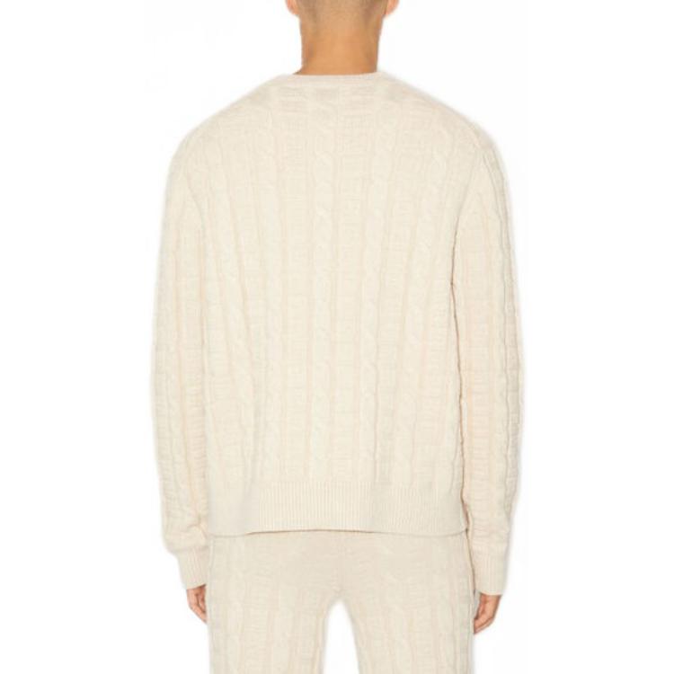 Shop Acne Studios FW23 Face Oatmeal Cable Knit Pullover Sweater Unisex. C60083-633