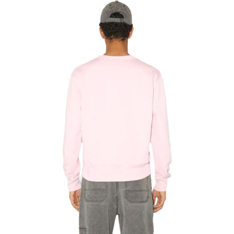 Shop Acne Studios FW23 男女同款轻粉色脸贴徽章罗纹圆领卫衣 CI0140-AD4