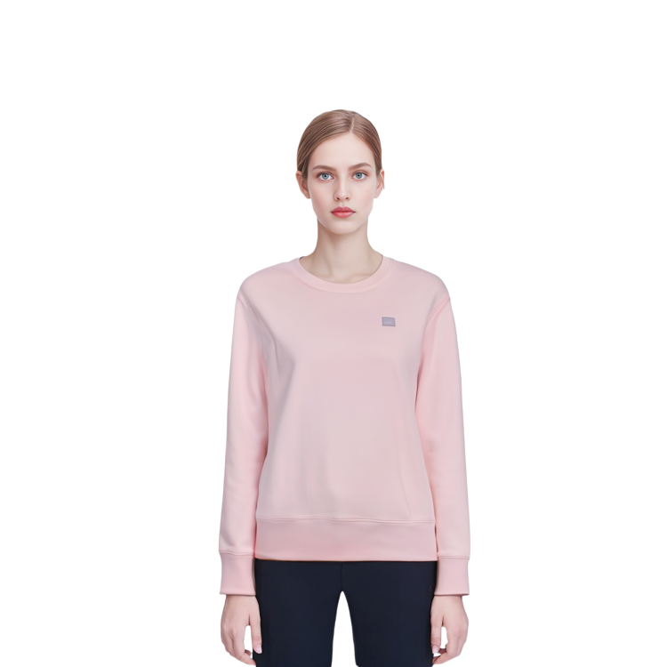 Sizing Acne Studios FW23 男女同款轻粉色脸贴徽章罗纹圆领卫衣 CI0140-AD4