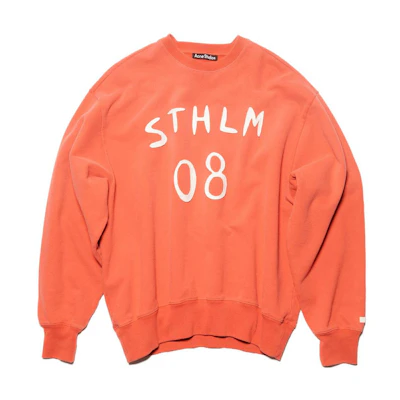 Acne Studios FW23 Face Unisex Oversized Crewneck Sweatshirt Chili Orange CI0157-DJK