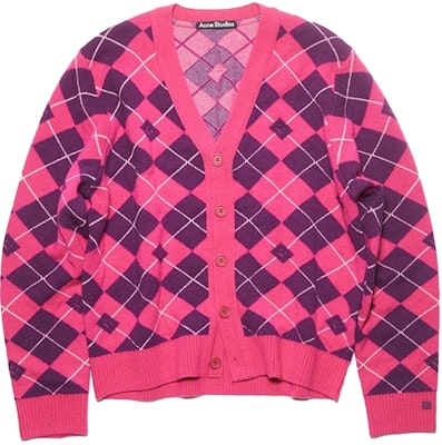 Acne Studios FW23 Kardigan Leher V Jacquard Uniseks Cerah Merah Jambu. C60084-DKC Buy Acne Studios FW23 Kardigan Leher V Jacquard Uniseks Cerah Merah Jambu. C60084-DKC