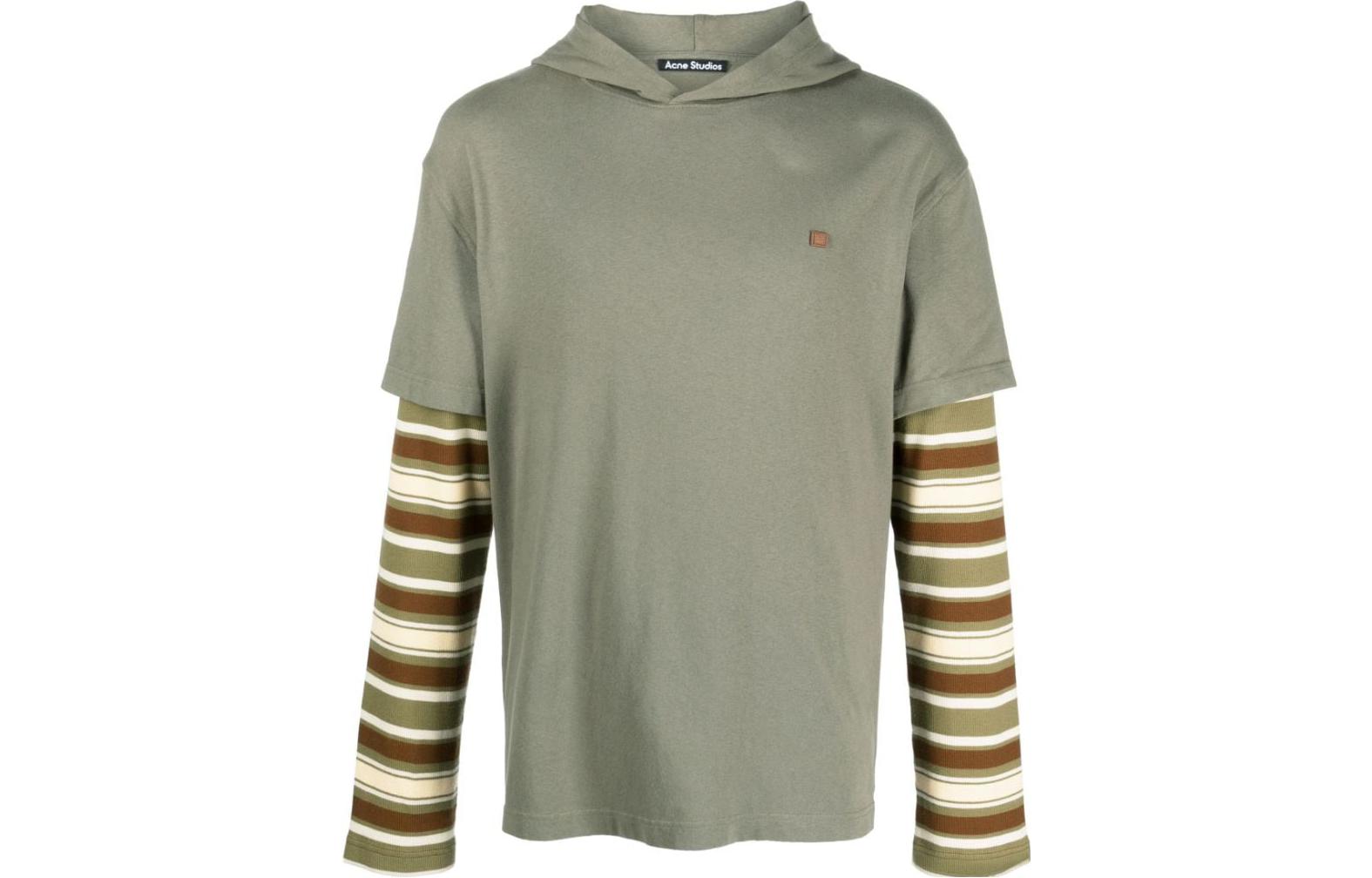 Acne Studios FW23 Green Face Patchwork Striped Loose Fit Hoodie Unisex CL0213-BPZ 圖 2