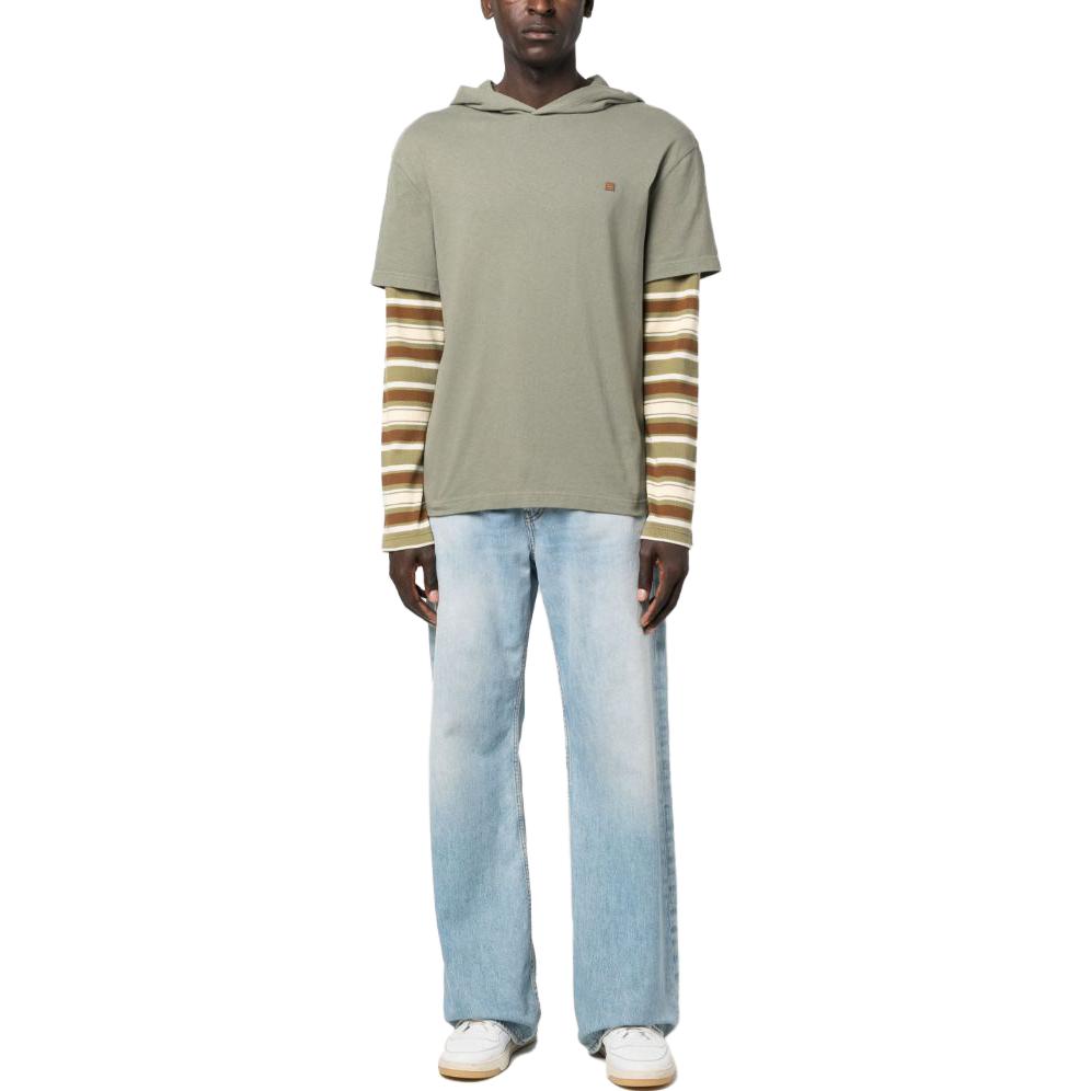 Acne Studios FW23 Green Face Patchwork Striped Loose Fit Hoodie Unisex CL0213-BPZ 圖 5