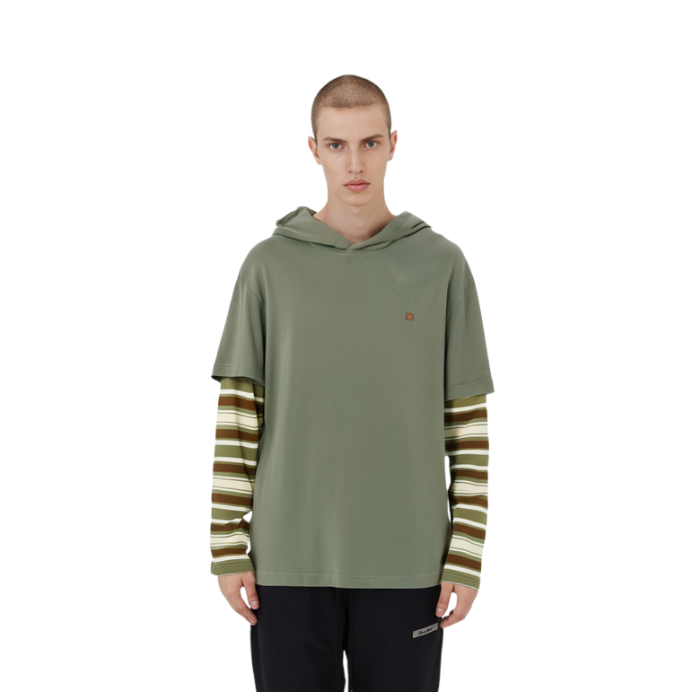 Acne Studios FW23 Green Face Patchwork Striped Loose Fit Hoodie Unisex CL0213-BPZ 圖 6