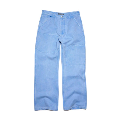 Acne Studios FW23 Patch Canvas Denim Straight-Leg Jeans Unisex Blue. CK0101-AQO