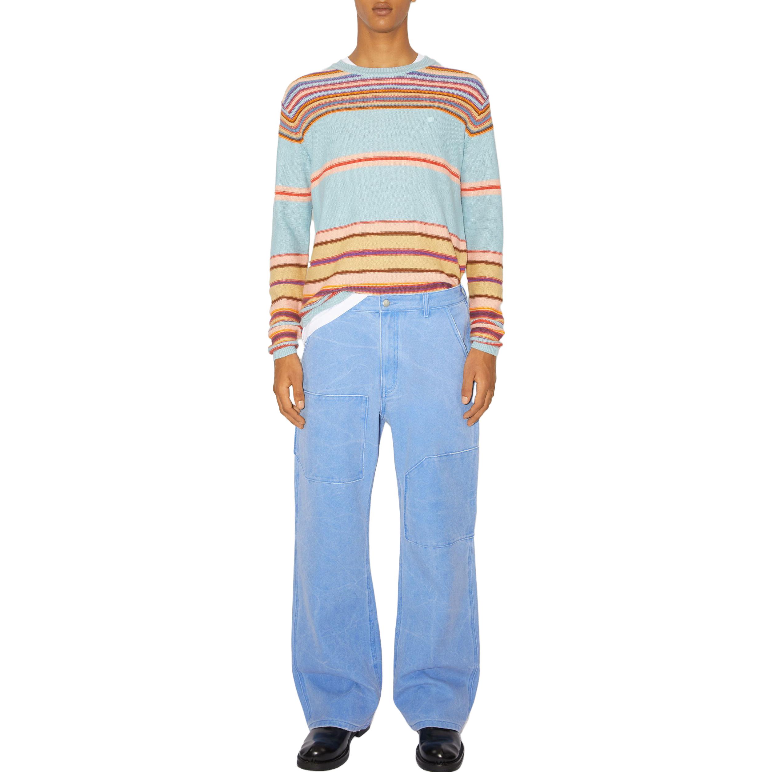 Lookbook Acne Studios FW23 Patch Canvas Denim Straight-Leg Jeans Unisex Blue. CK0101-AQO