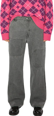 Acne Studios FW23 Seluar Denim Kaki Lebar Unisex Patch Canvas Kelabu Arang. CK0101-AFH Lookbook Acne Studios FW23 Seluar Denim Kaki Lebar Unisex Patch Canvas Kelabu Arang. CK0101-AFH