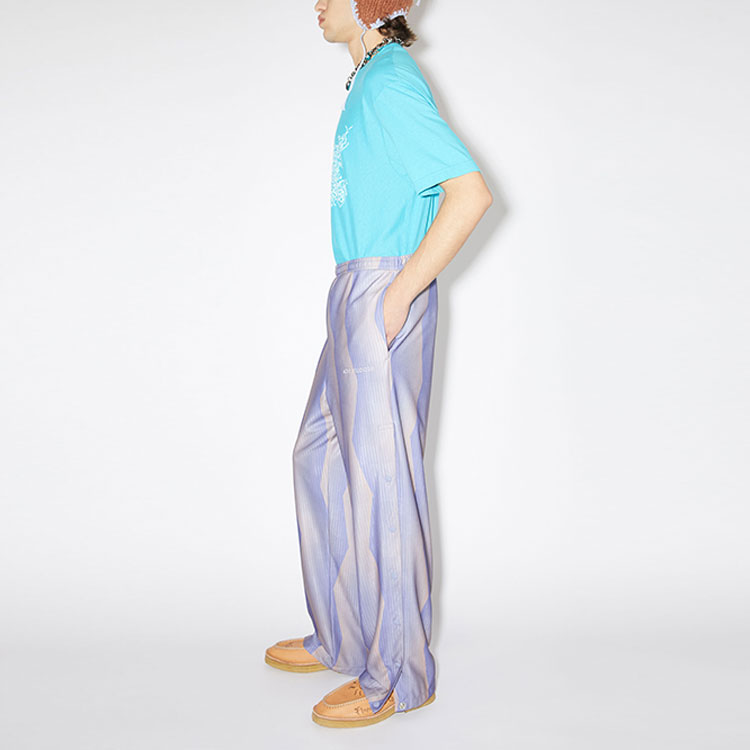 Purchase 아크네 스튜디오 FW23 패턴 로고 자수 스트레이트 팬츠 블루 BK0563-BUF